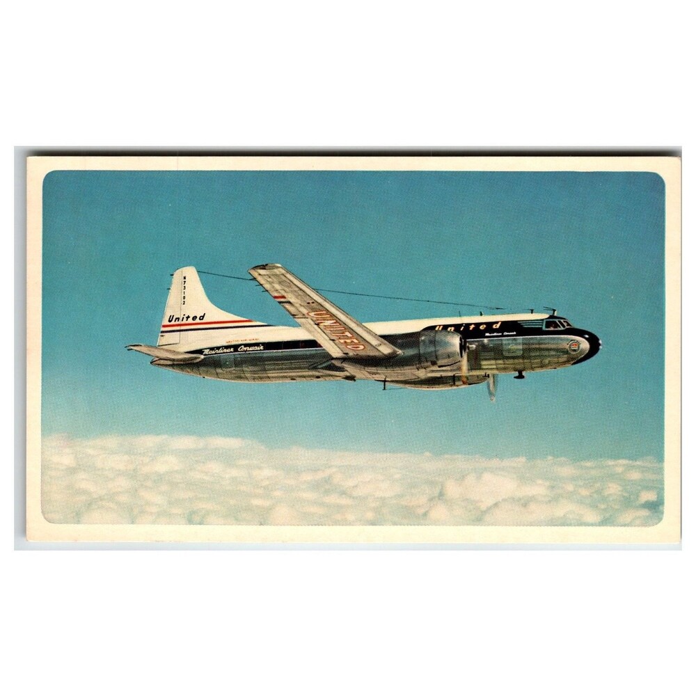 United Air Lines Mainliner Convair Propeller Airplane Vintage Postcard 1950s